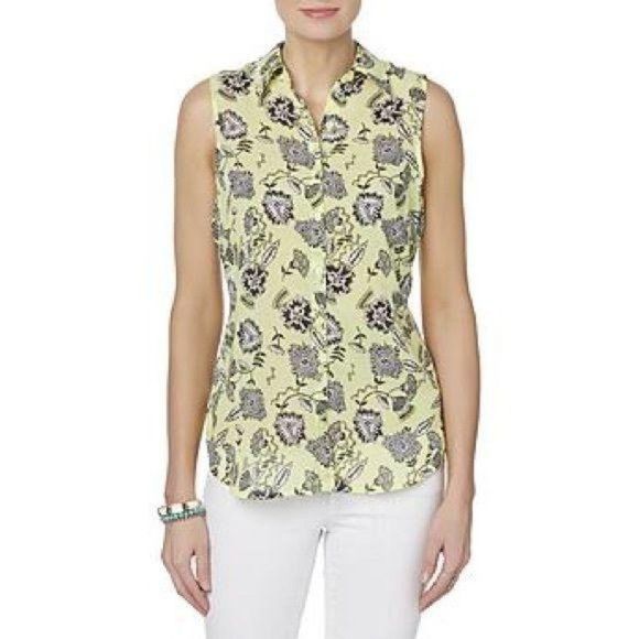 Attention Yellow & Black Floral Sleeveless blouse - Picture 1 of 8